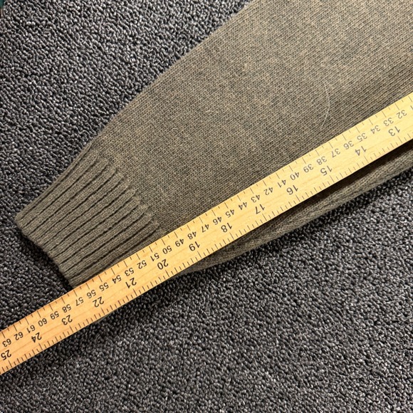 Barbour Jumper Sweater Men's Large 1/4 Zip Olive Green Red Contrast 100% Wool - Picture 9 of 11